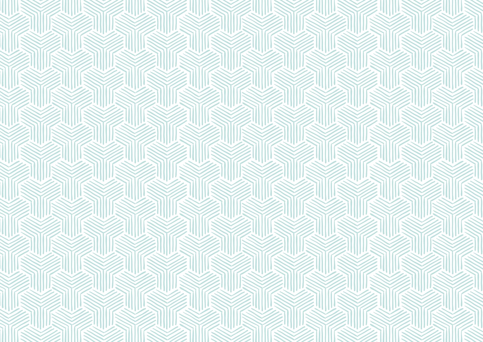 Herhalend mintgroen patroon van geometrische kubussen op een witte achtergrond