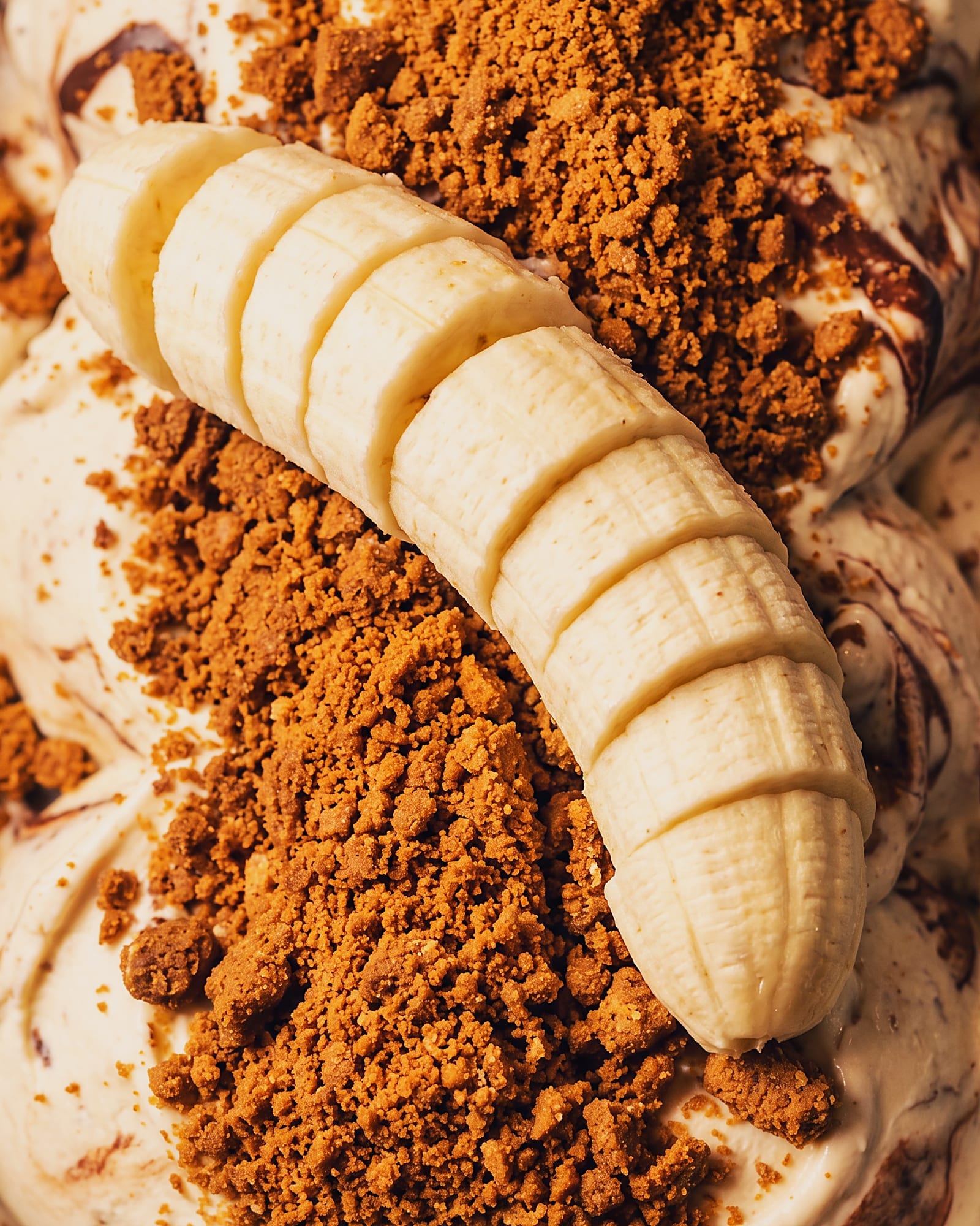 Banaan chocolade — close-up van het ijs
