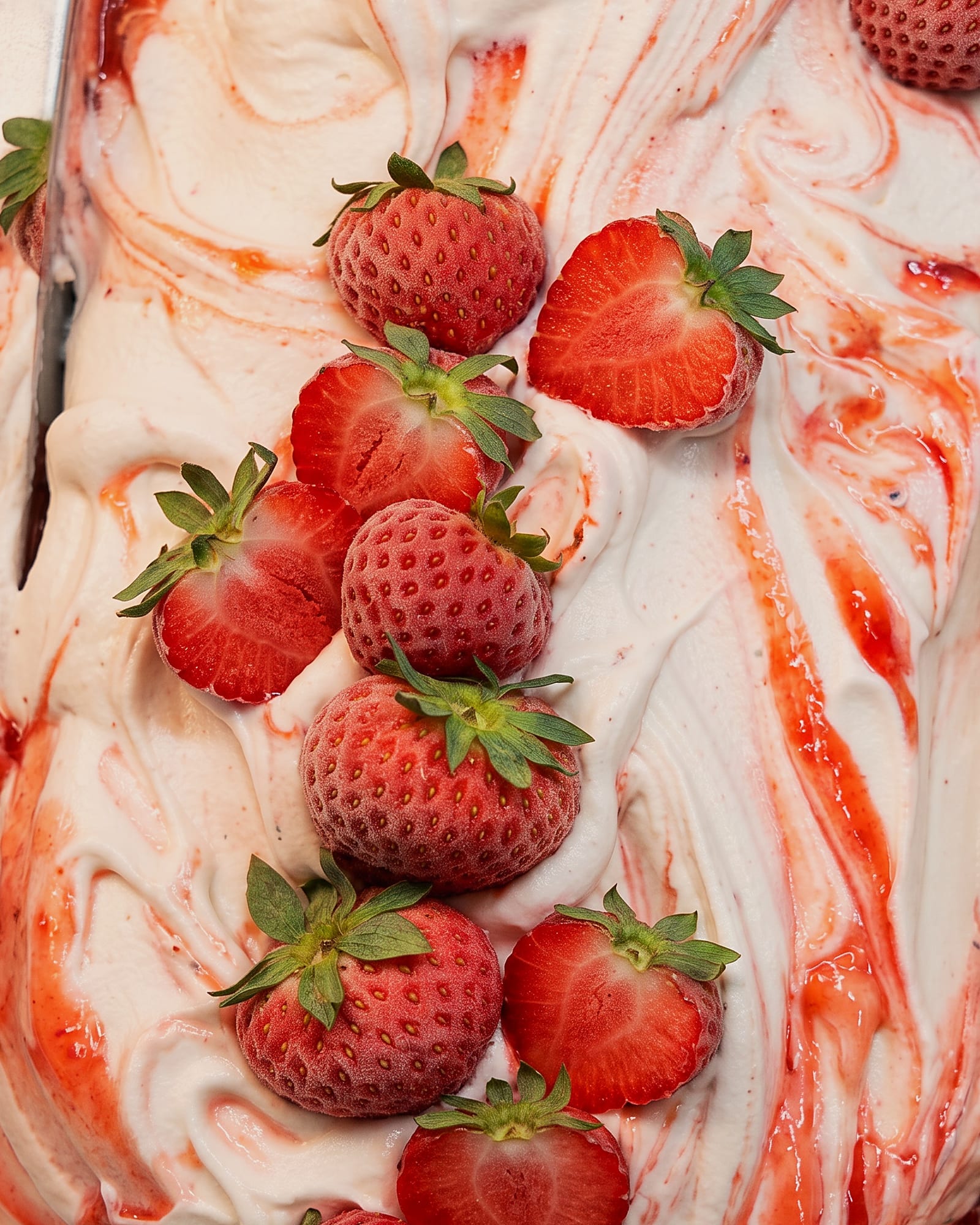 Cheesecake aardbei — close-up van het ijs