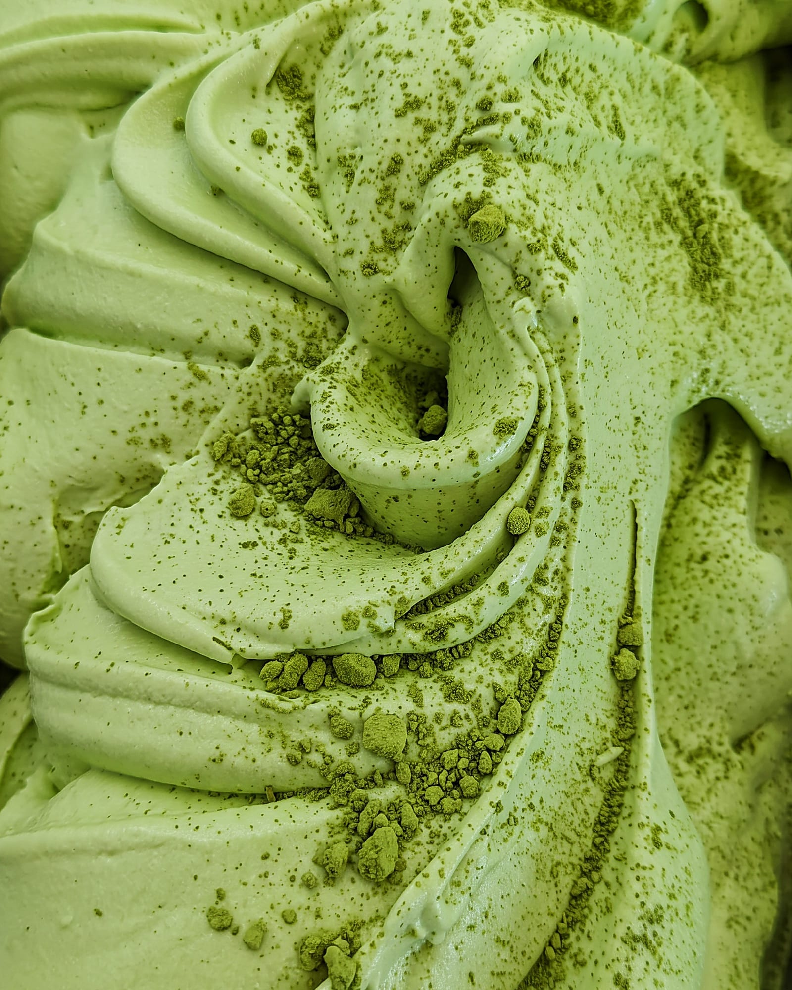 Matcha sorbet — close-up van het ijs