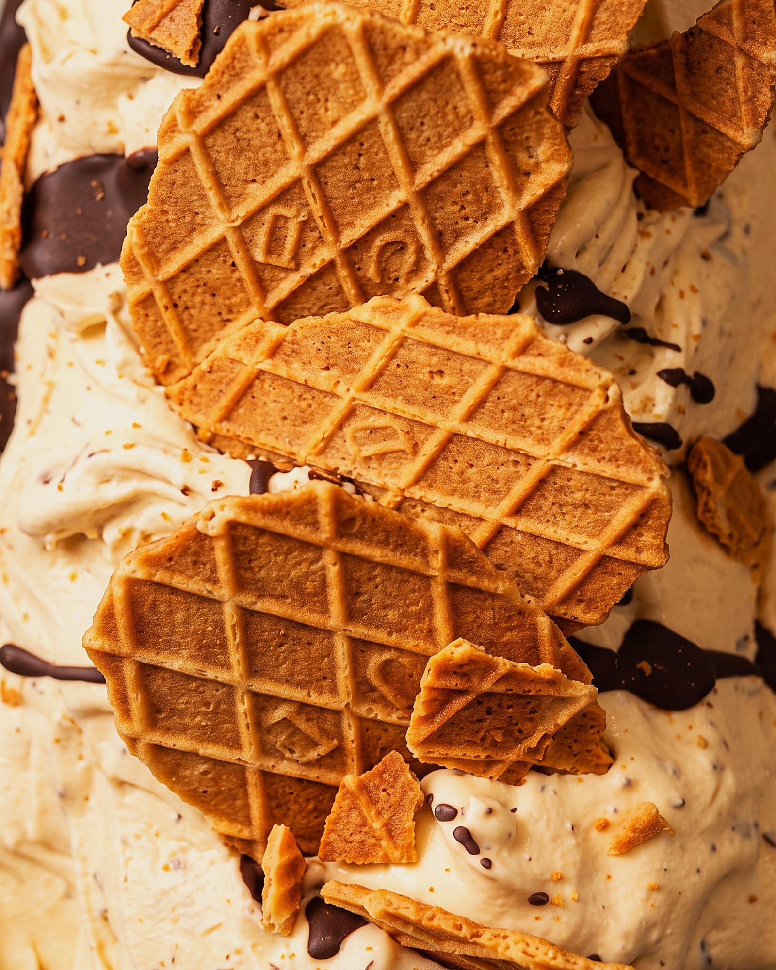Natuurboterwafel — close-up van het ijs