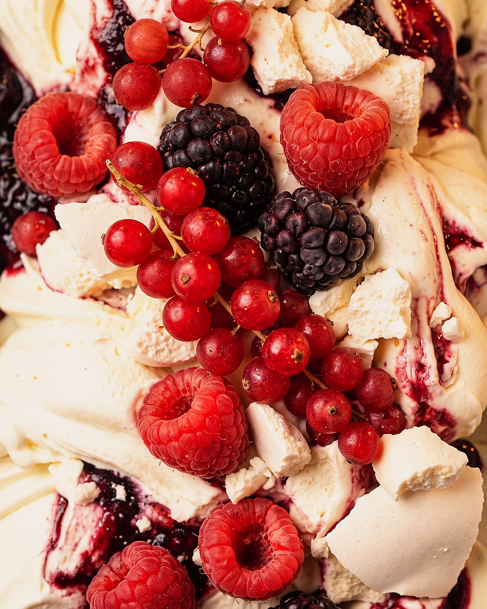 Pavlova bosvruchten — close-up van het ijs