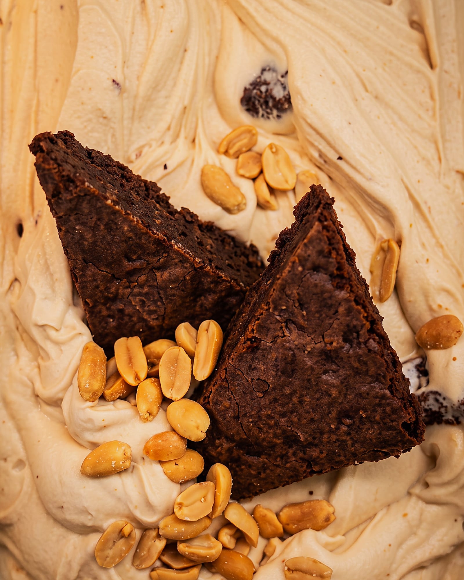 Peanut butter brownie — close-up van het ijs