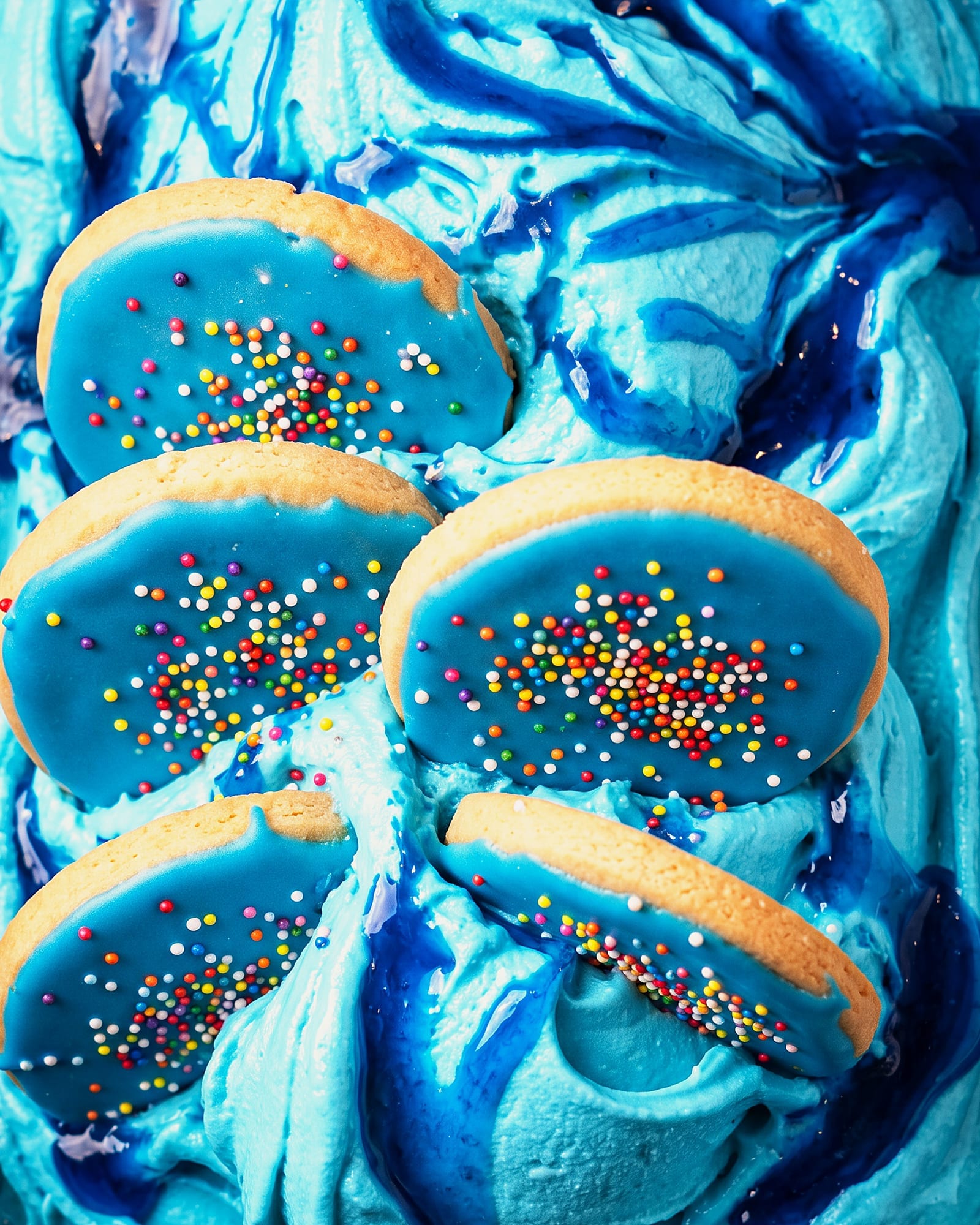 Smurfenkoek — close-up van het ijs