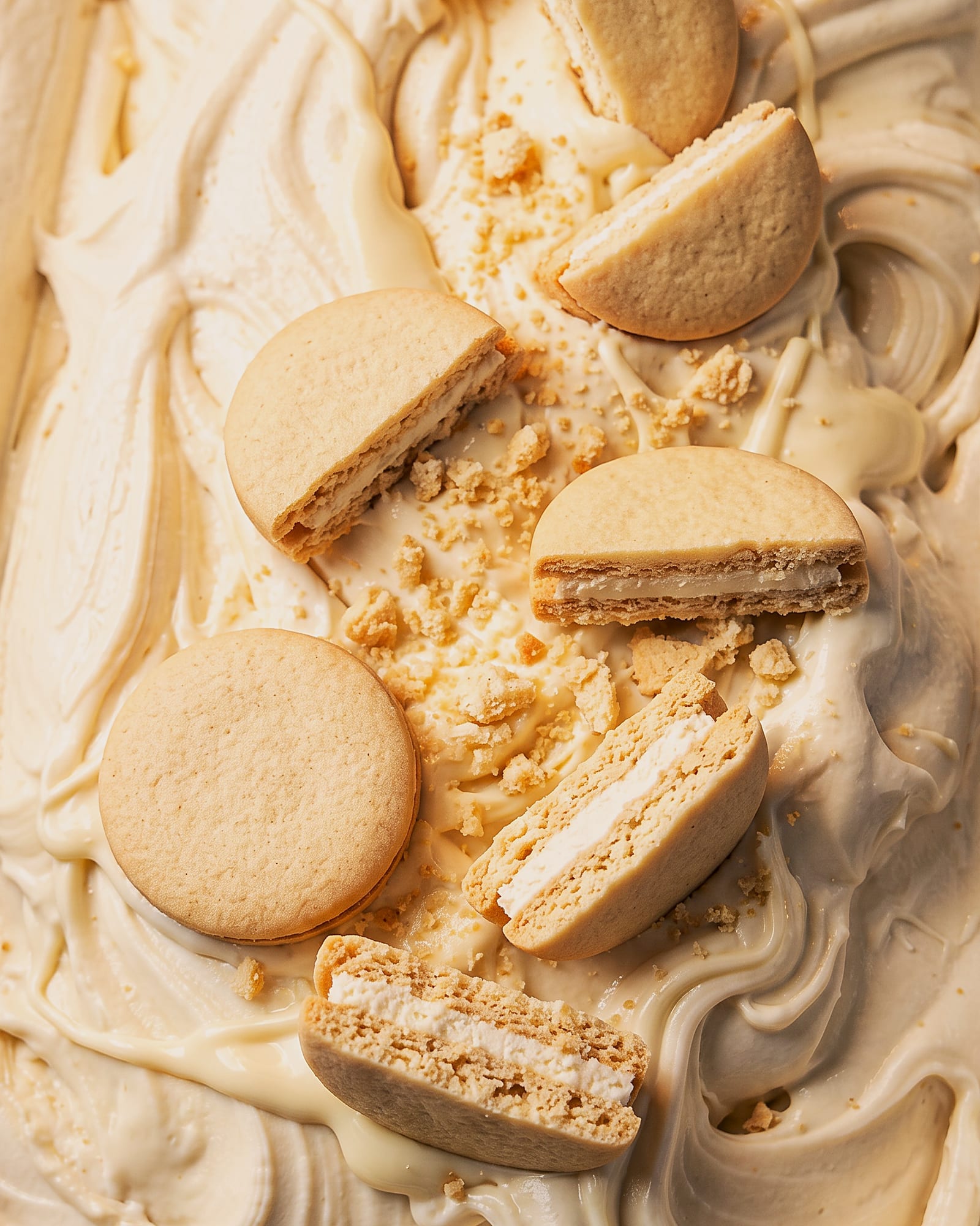 Witte Oreo — close-up van het ijs