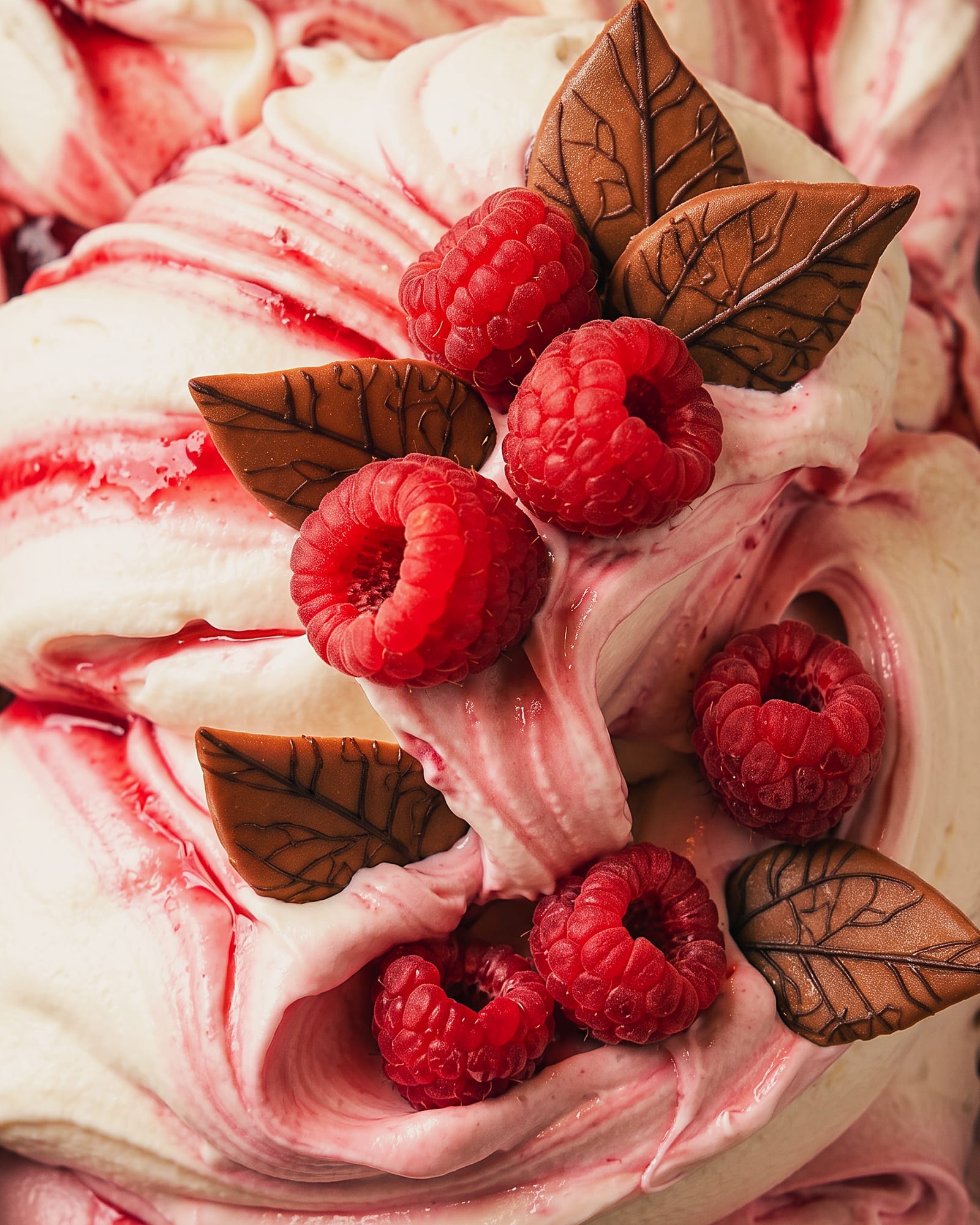 Yoghurt framboos — close-up van het ijs
