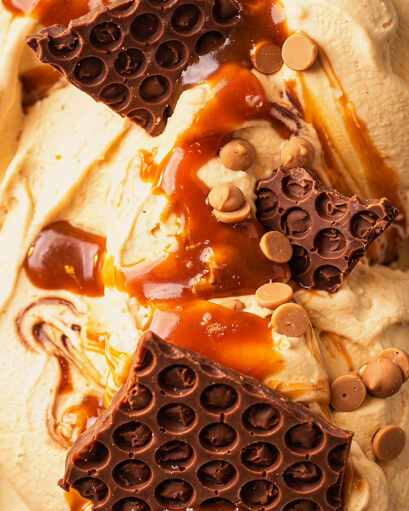 Zoute caramel — close-up van het ijs