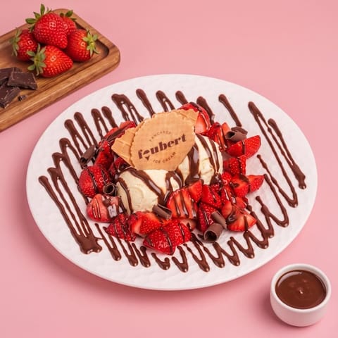 Coupe aardbeien & chocolade — roze skin