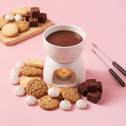 Chocoladefondue koekjes — roze skin