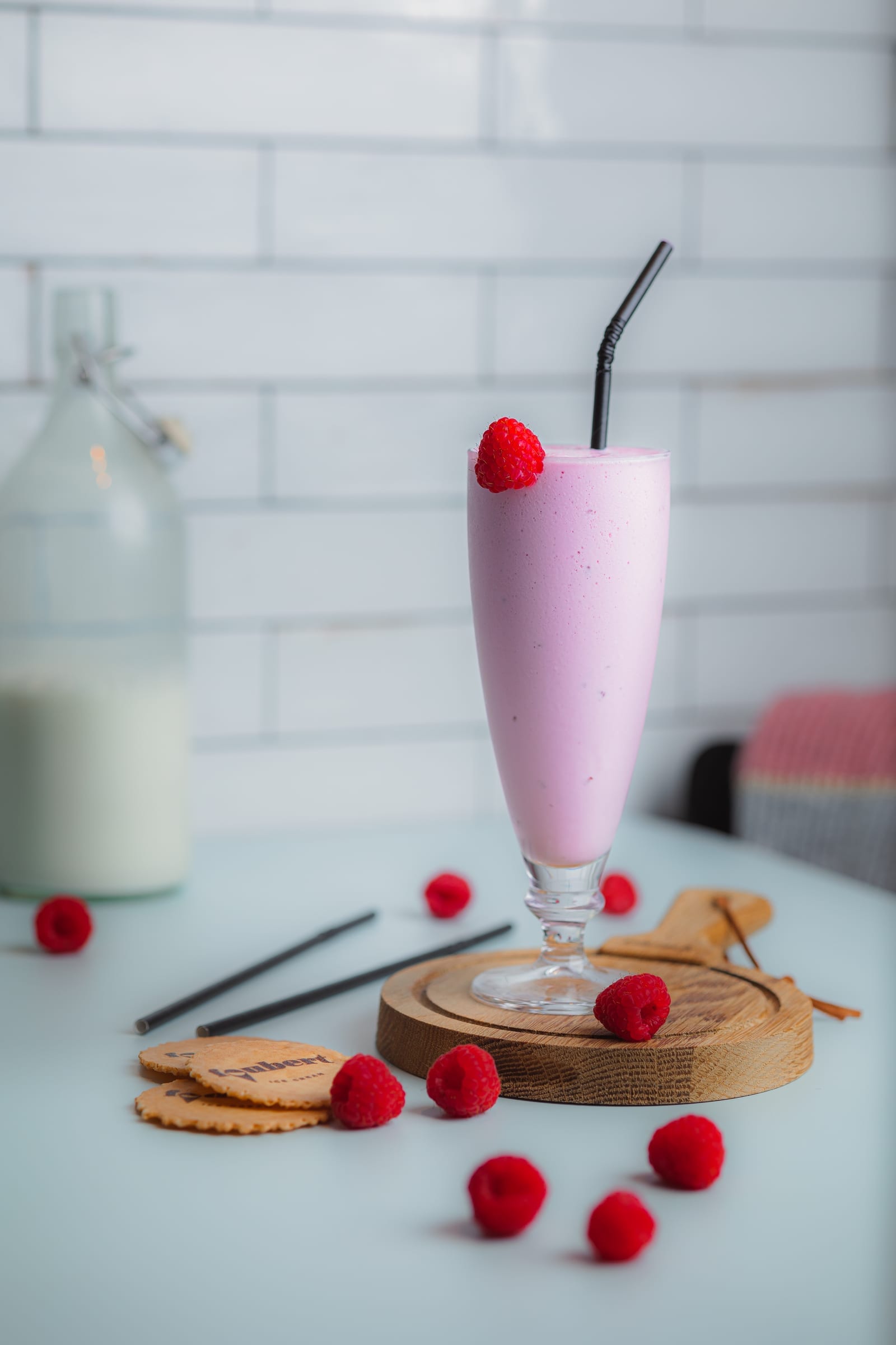 Milkshake met verse frambozen