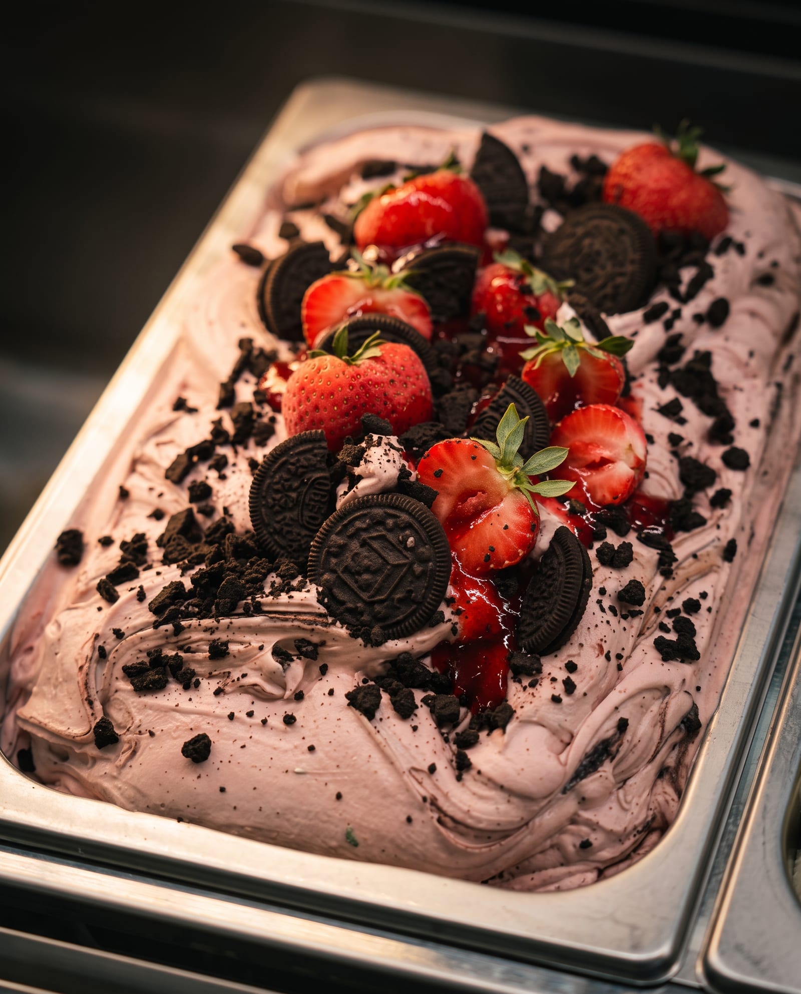 Aardbeien Oreo — ijsbak in de toog