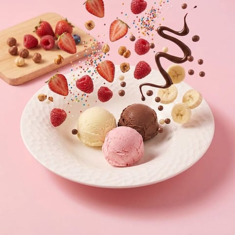 3 bollen ijs — roze skin
