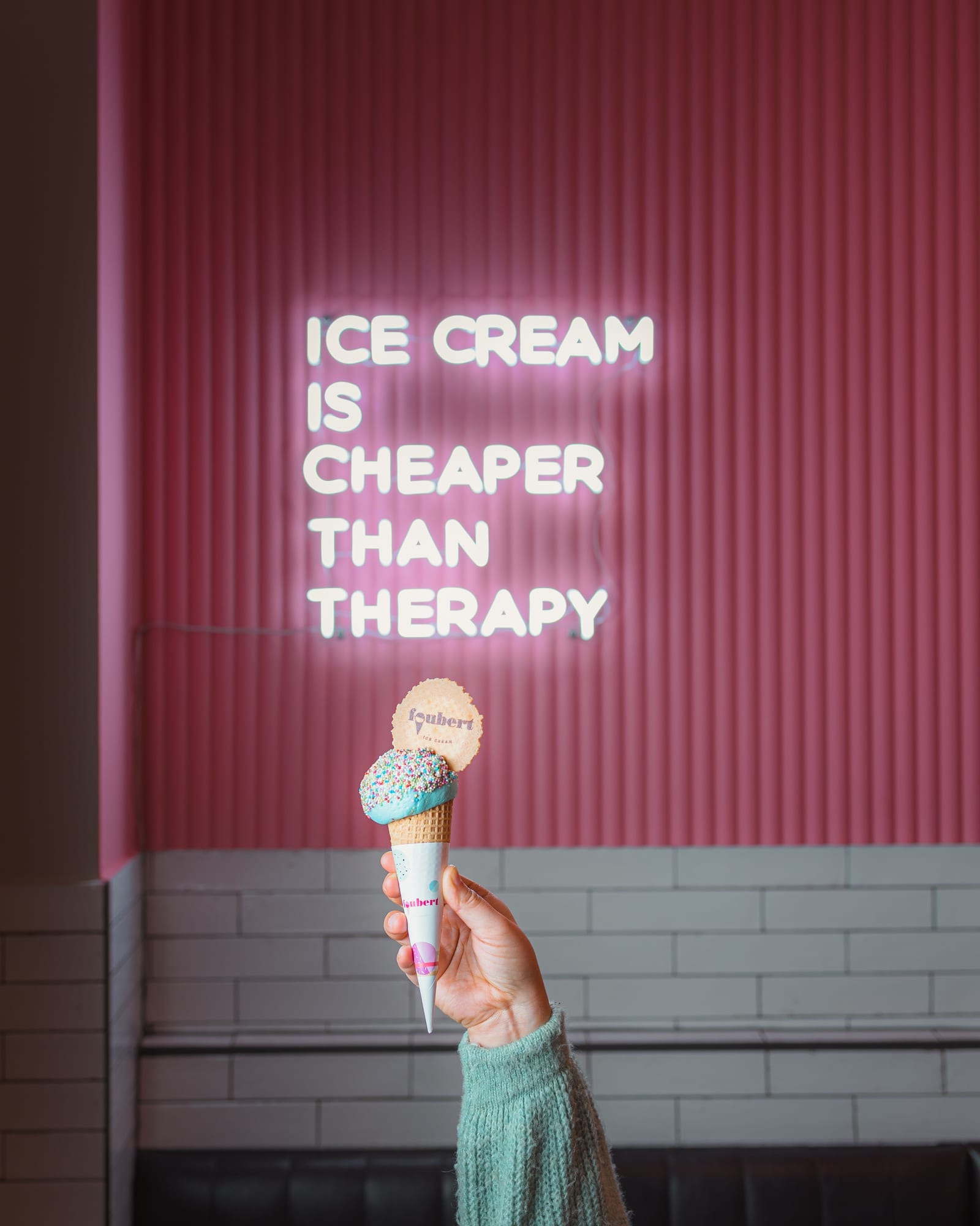 Neon 'Ice cream is cheaper than therapy'