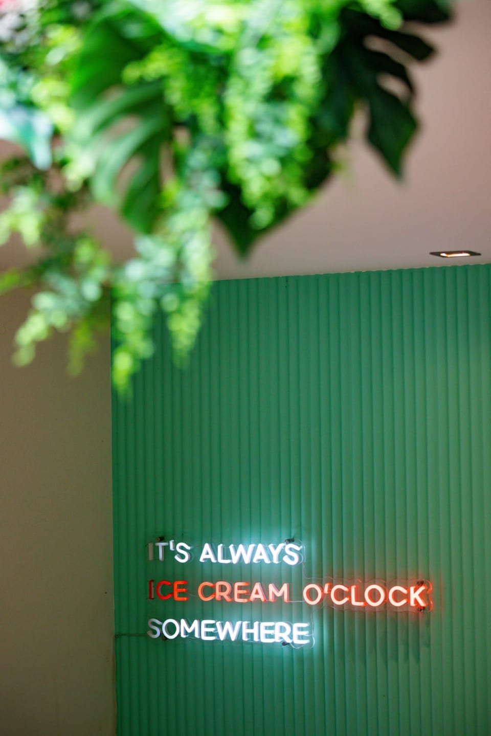 Neon 'It's always ice cream o'clock'