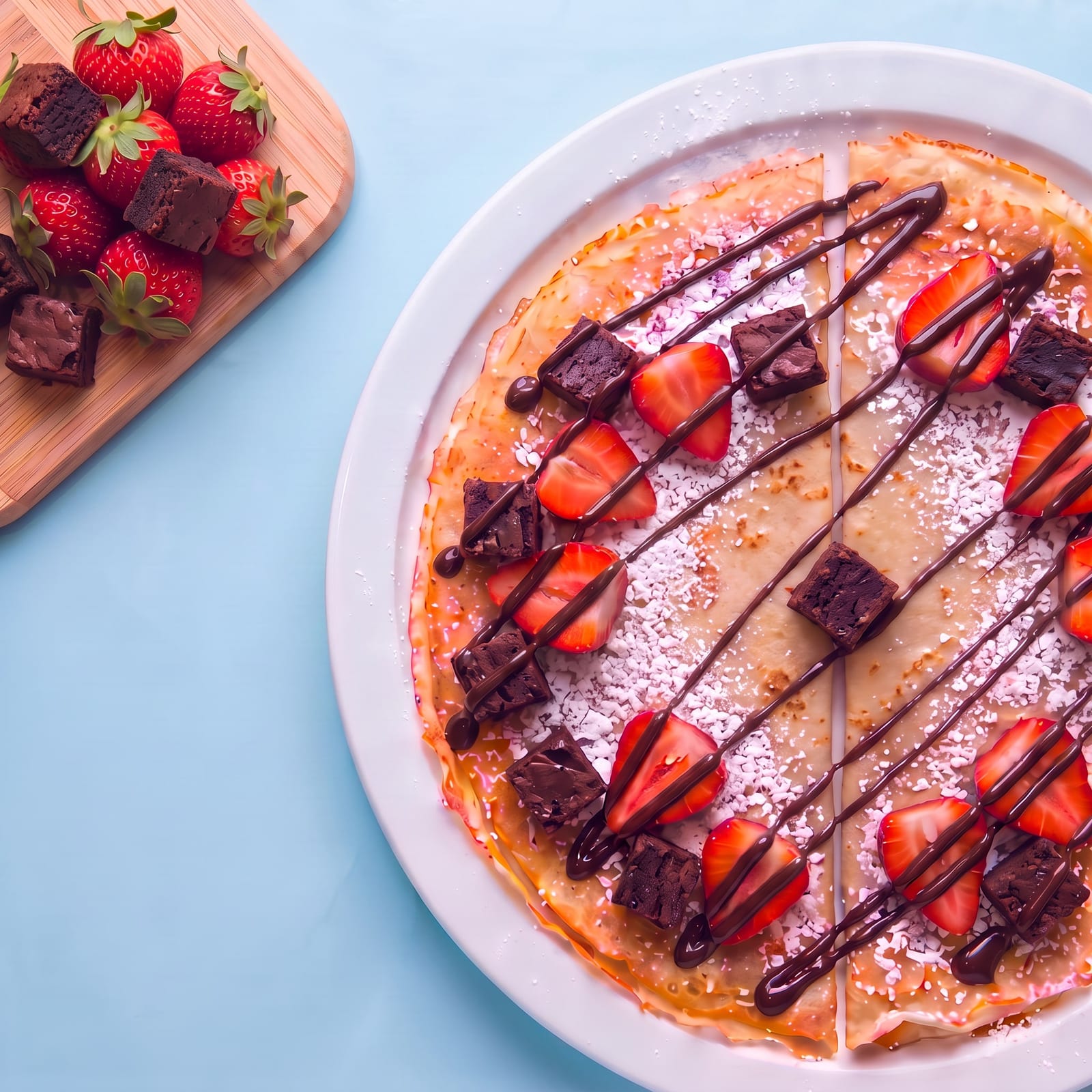 Pannenkoek met aardbei en brownie – skin blauw