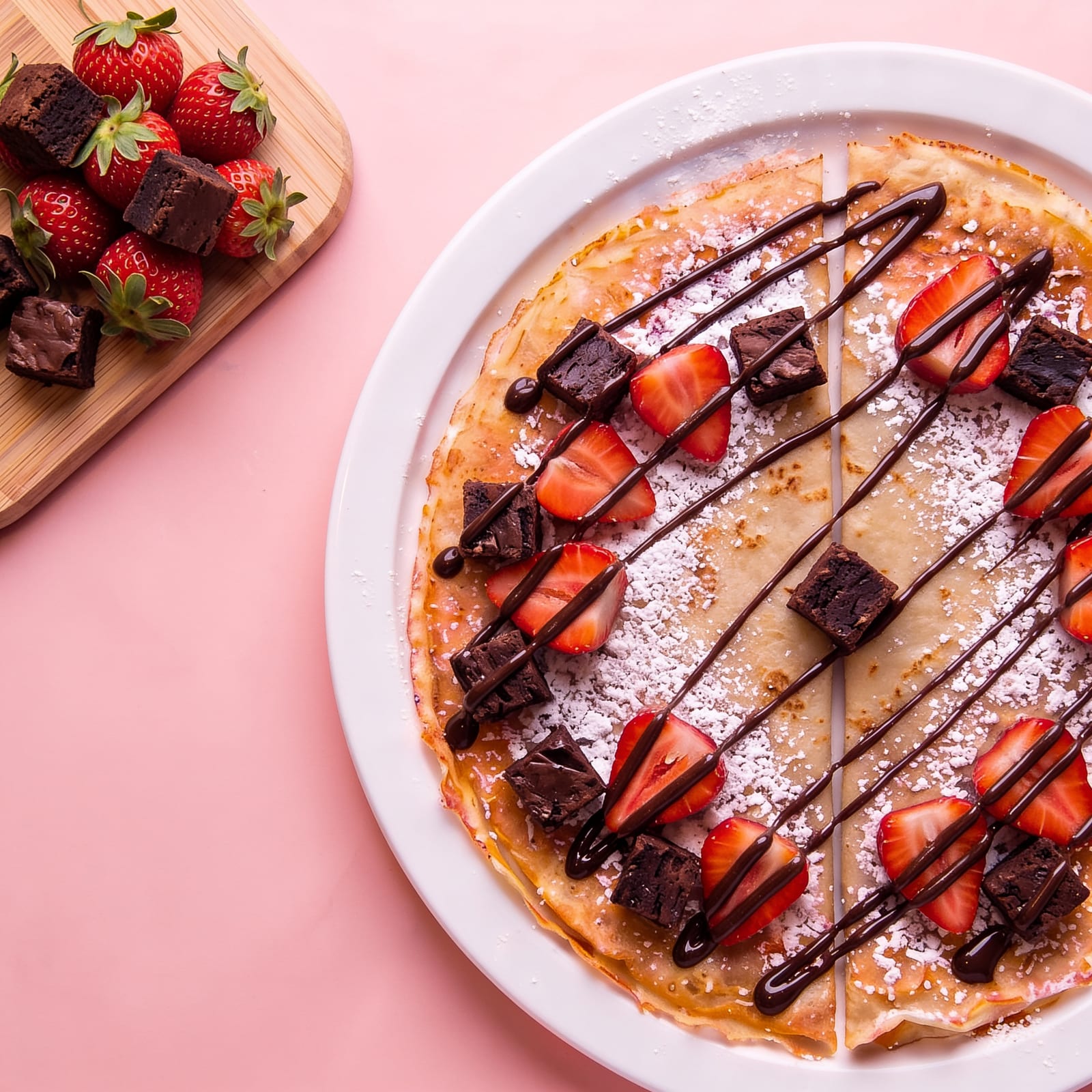 Pannenkoek met aardbei en brownie – skin roze