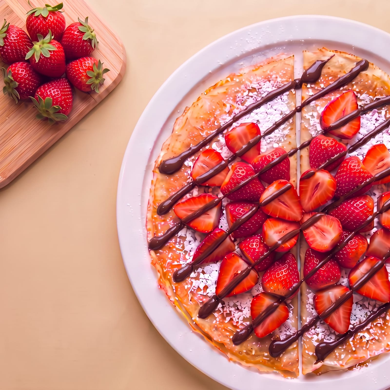 Pannenkoek met aardbei en chocolade – skin beige