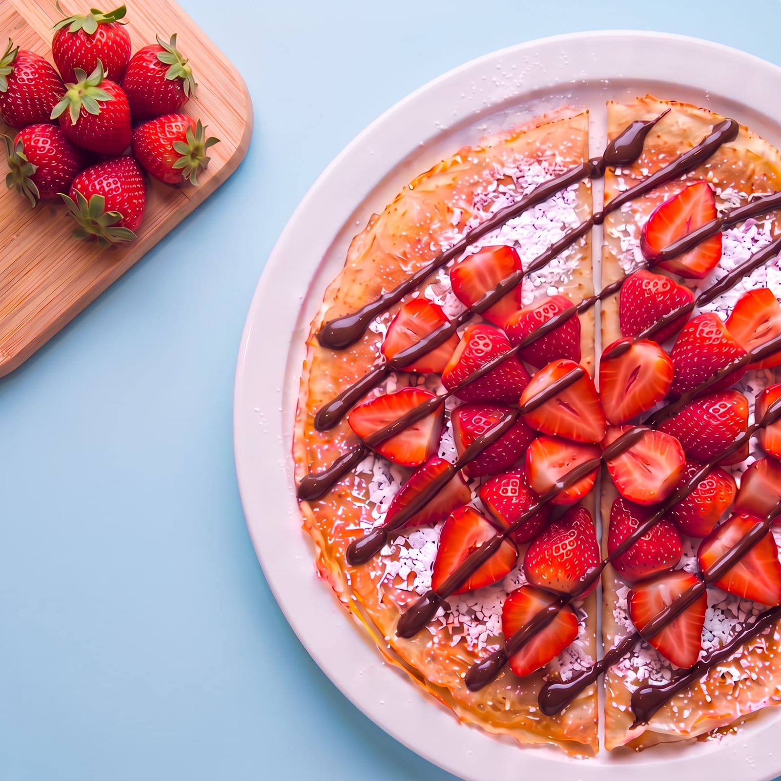 Pannenkoek met aardbei en chocolade – skin blauw