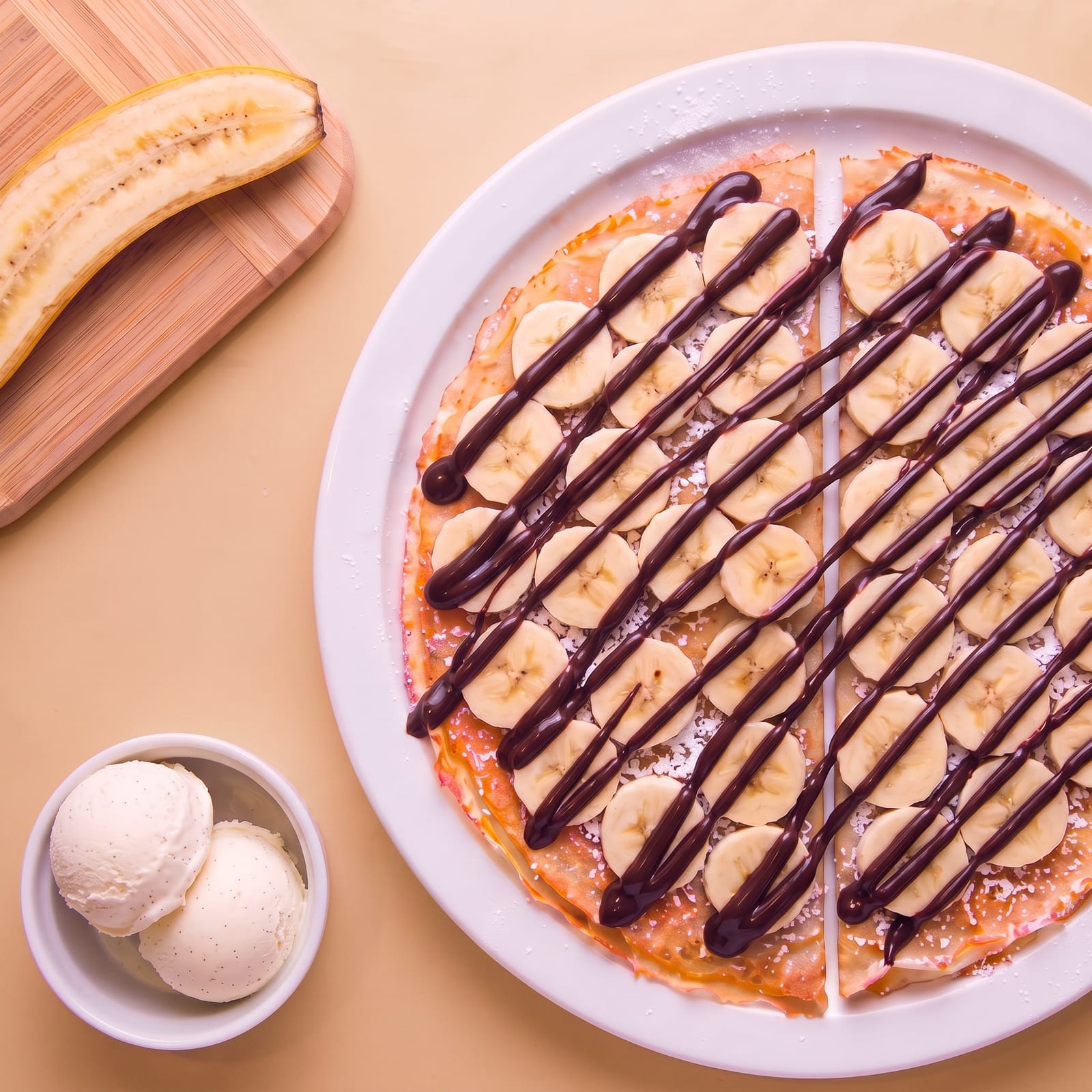 Pannenkoek met banaan en chocolade – skin beige