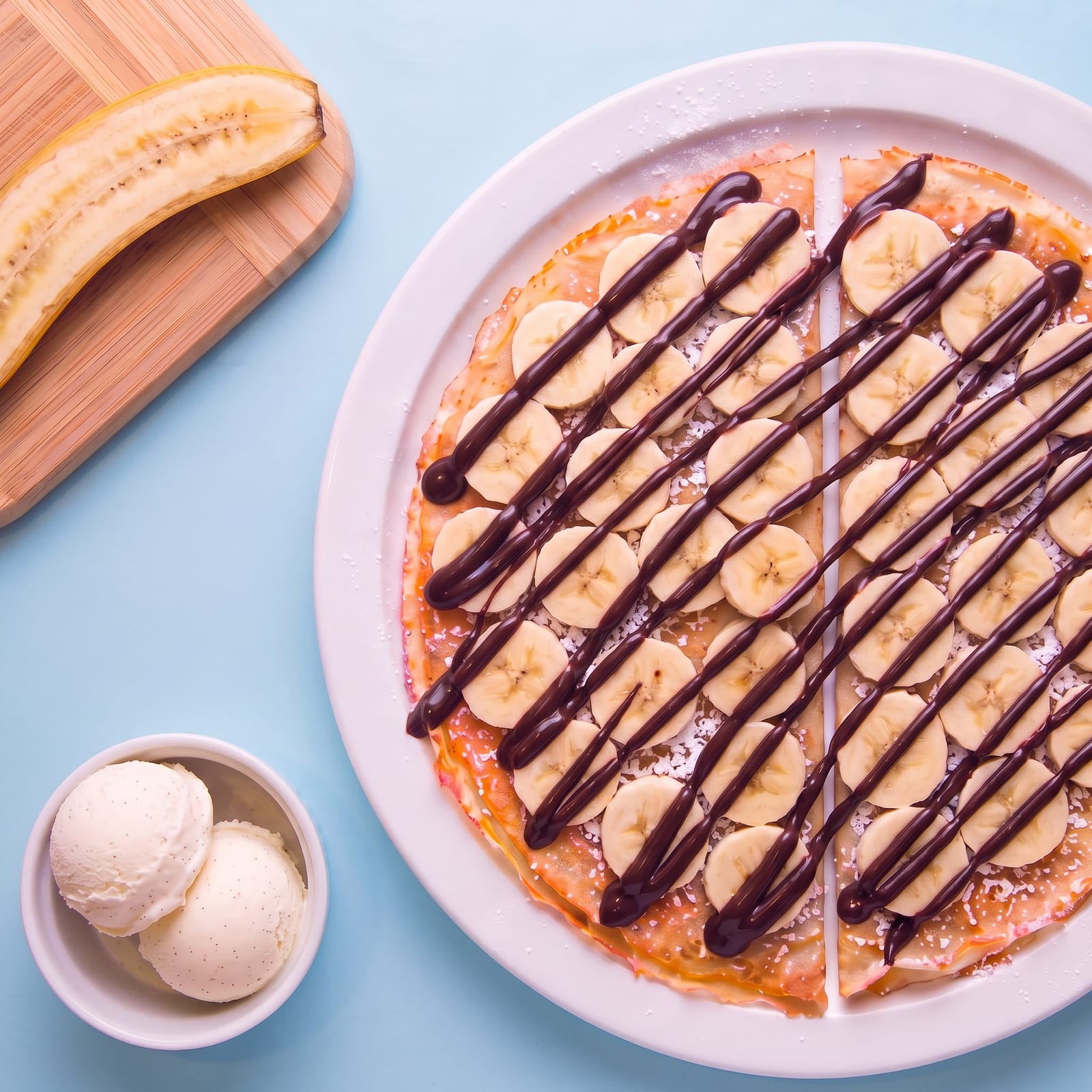 Pannenkoek met banaan en chocolade – skin blauw