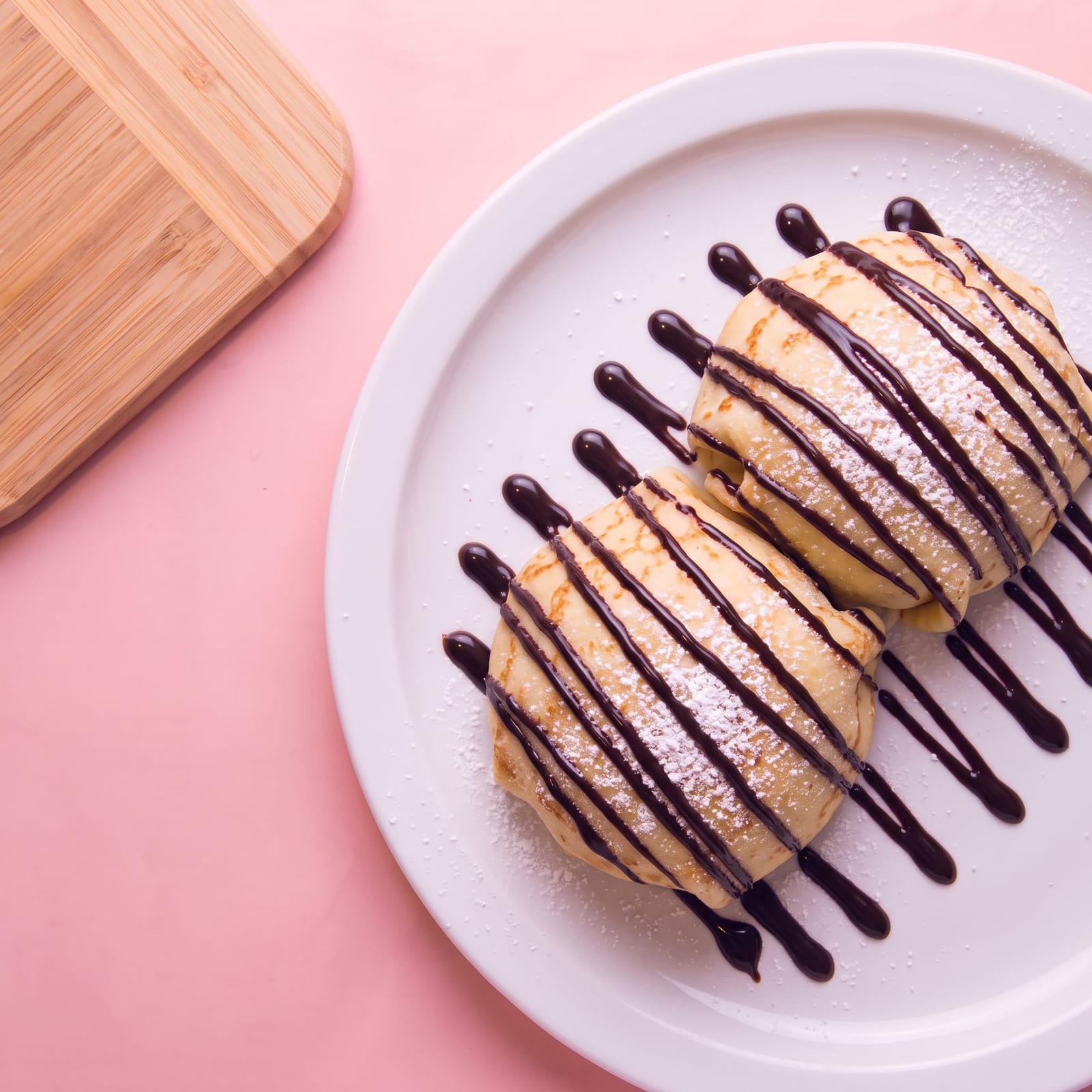 Pannenkoek met chocolade, dichtgevouwen – skin roze