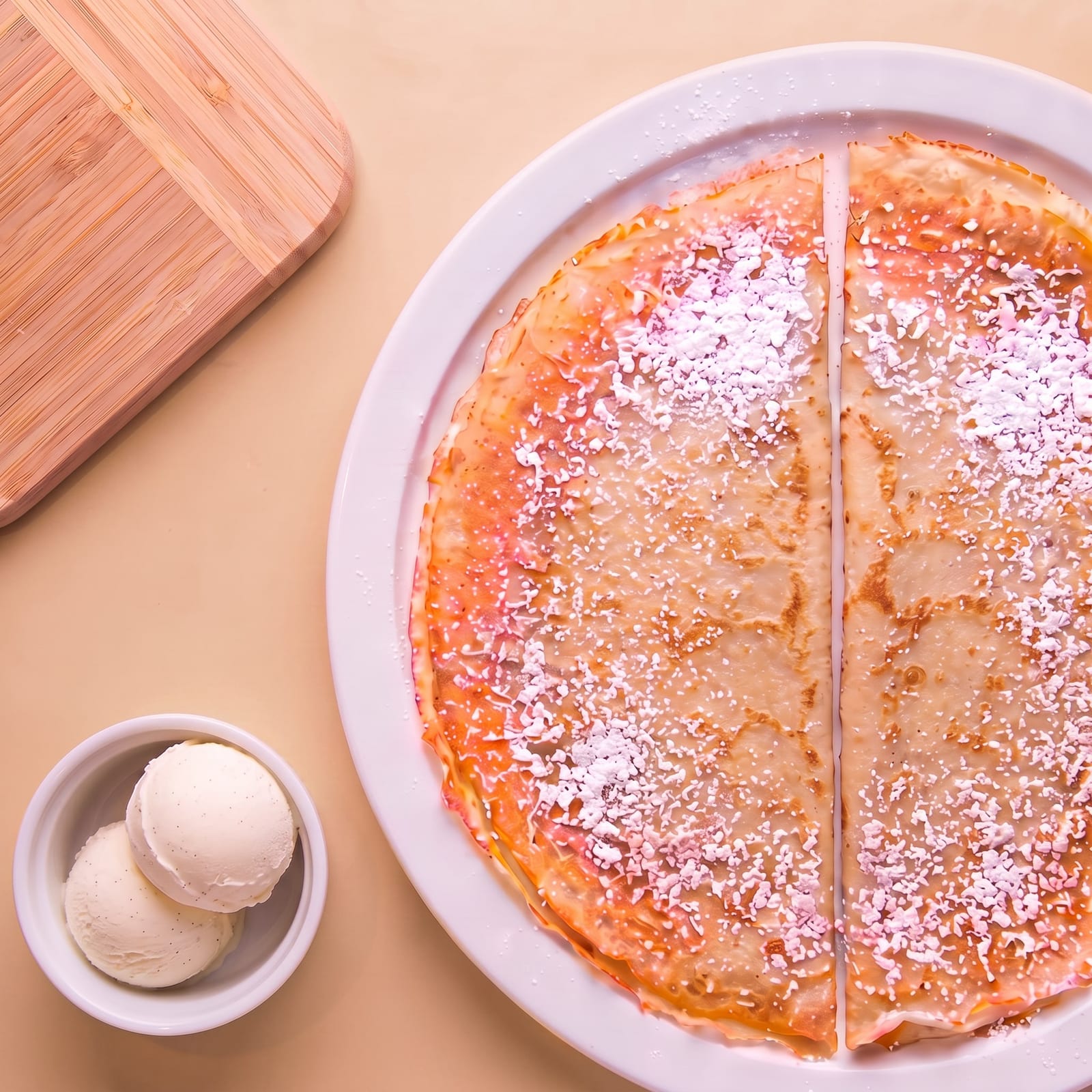 Pannenkoek met ijs, 2 bollen – skin beige