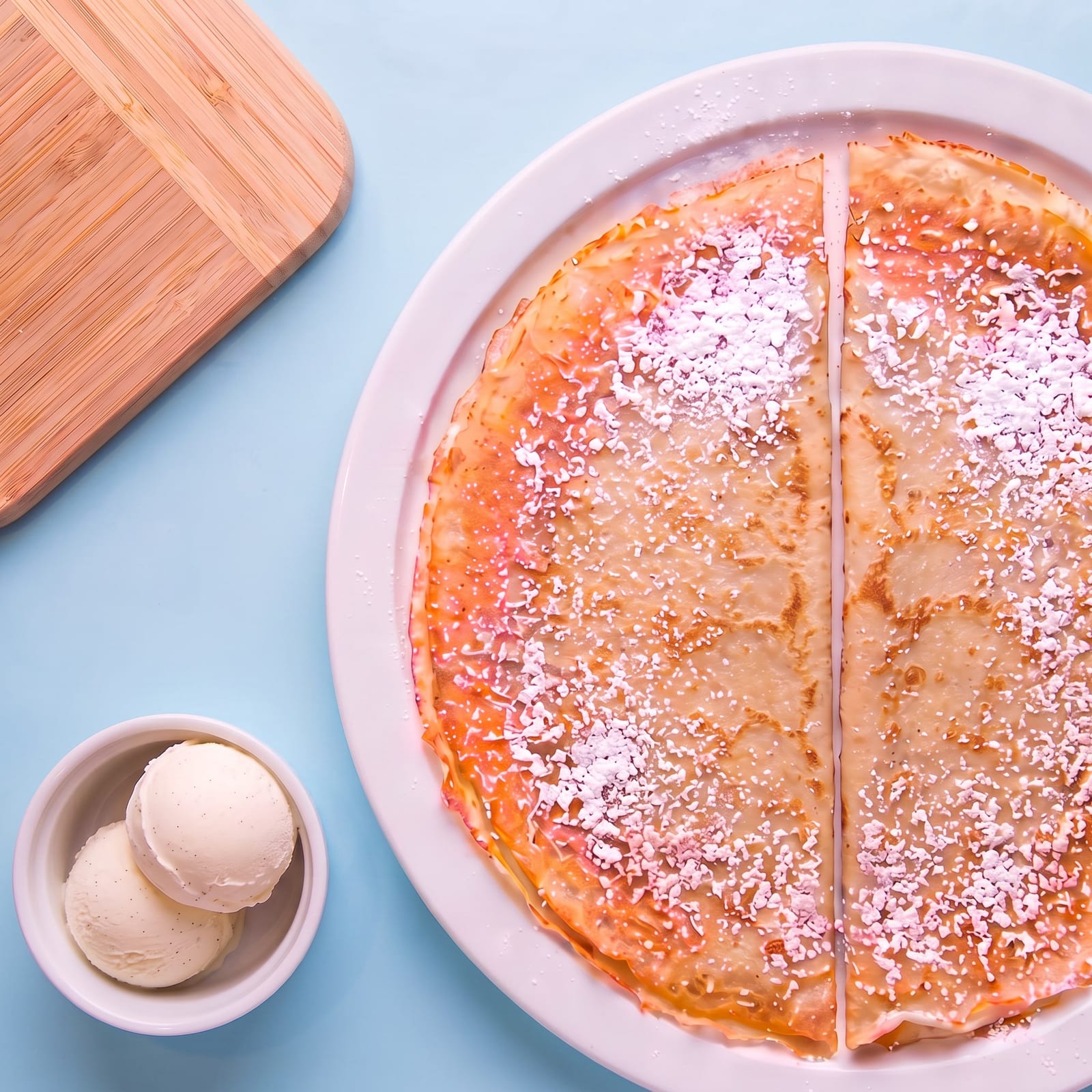 Pannenkoek met ijs, 2 bollen – skin blauw